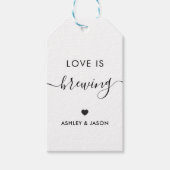 Love is Brewing, Coffee Gift Label, Kraft Favor Cadeaulabel (Voorkant)