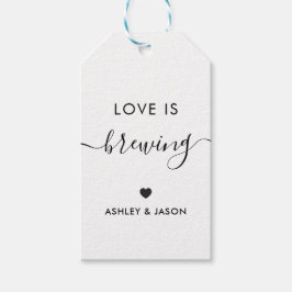 Love is Brewing, Coffee Gift Label, Kraft Favor Cadeaulabel