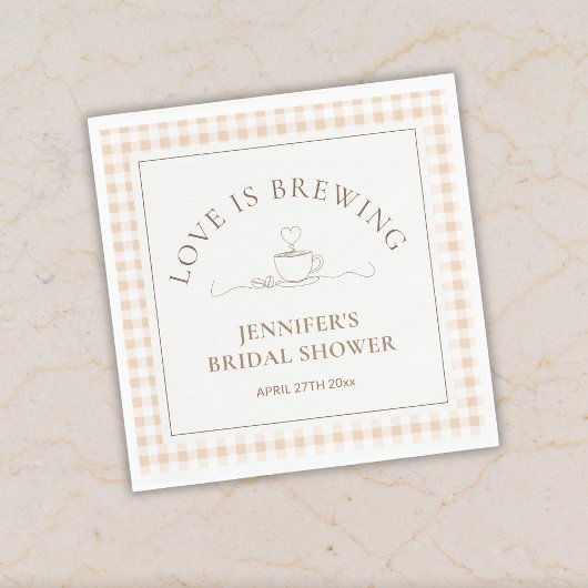 Love Is Brewing coffee Gingham Baby Shower Servet
