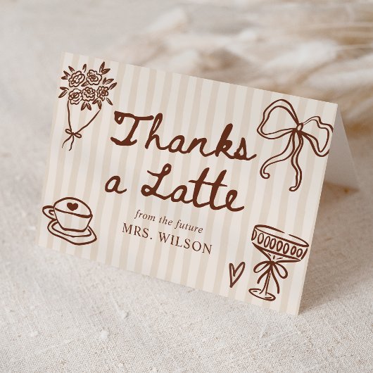 Love is Brewing Coffee Hand Drawn Bridal Shower Bedankkaart