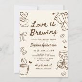 Love is Brewing Coffee Hand Drawn Bridal Shower Kaart (Voorkant)