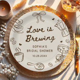 Love is Brewing Coffee Hand Drawn Bridal Shower Papieren Bordje