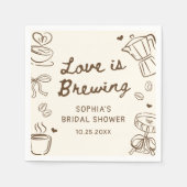 Love is Brewing Coffee Hand Drawn Bridal Shower Servet (Voorkant)