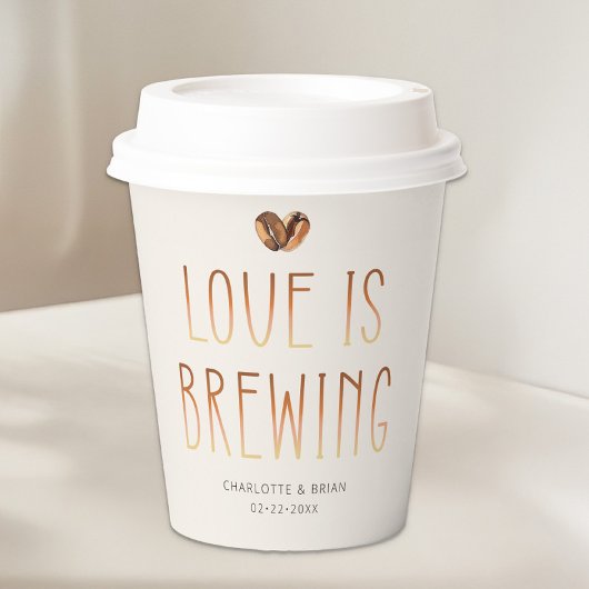Love Is Brewing Coffee Paper Cups Wedding Shower Papieren Bekers