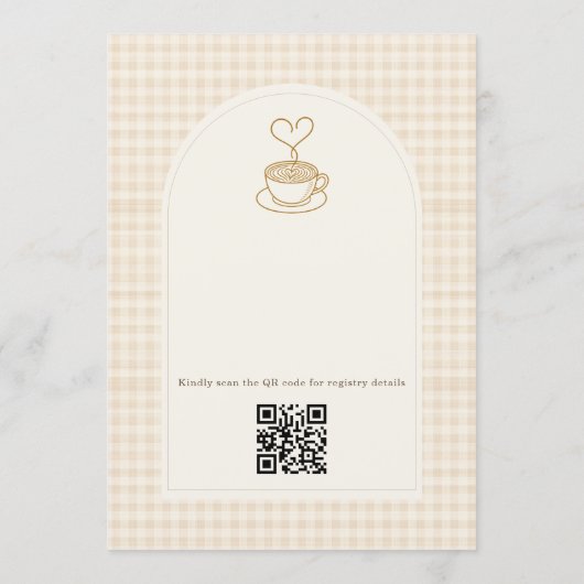 Love is Brewing Coffee QR Code Bridal Shower Kaart (Achterkant)