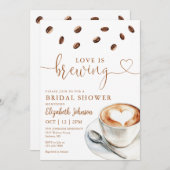 Love Is Brewing Coffee QR Code Bridal Shower Kaart (Voorkant / Achterkant)