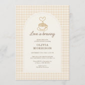 Love is Brewing Coffee QR Code Bruiloft Feest Kaart (Voorkant)