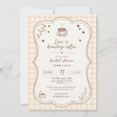 Love Is Brewing Coffee Rustic Beige Aangepast Kaart (Voorkant)