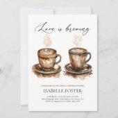 Love is Brewing Coffee Rustic Bridal Shower Kaart (Voorkant)