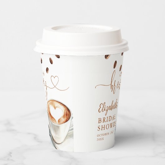 Love Is Brewing Coffee Theme Bridal Shower Papieren Bekers (Links)