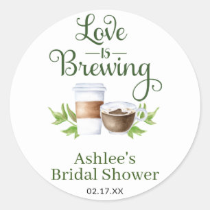 Love is Brewing Coffee Vrijgezellenfeest Favor Sti Ronde Sticker