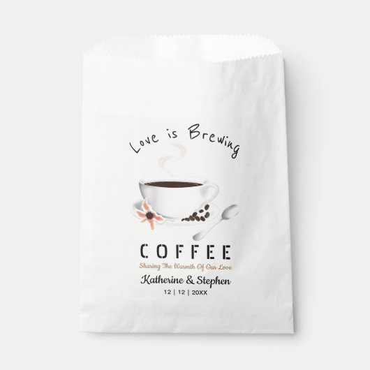 Love is Brewing Coffee Wedding Bedankzakje (Voorkant)