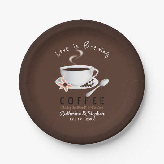 Love is Brewing Coffee Wedding Papieren Bordje (Voorkant)