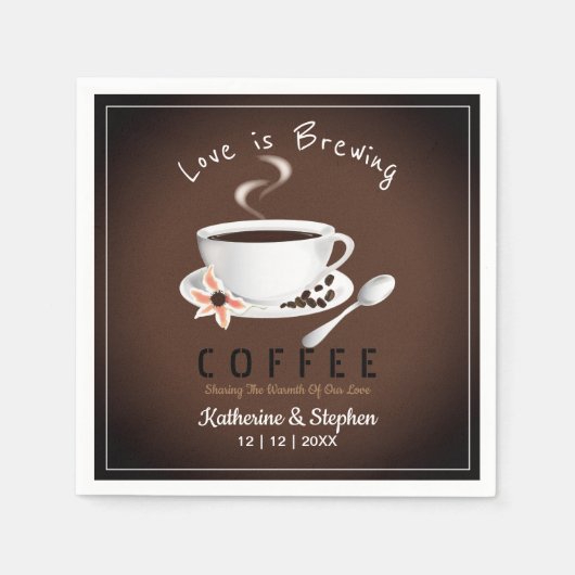 Love is Brewing Coffee Wedding Servet (Voorkant)