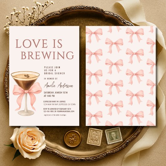 Love Is Brewing Coquette Bridal Shower Kaart