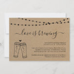 Love is Brewing Couples Bridal Shower Invitation Kaart<br><div class="desc">Hand-drawn beer toast artwork on a wonderfully rustic kraft background. Coordinating RSVP,  Details,  Registry,  Thank You cards and other items are available in the 'Rustic Brewery Line Art' Collection within my store.</div>