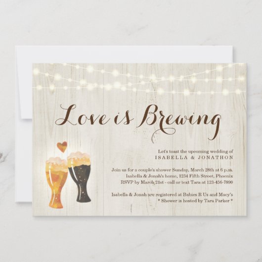 Love is Brewing Couples Bridal Shower Invitation Kaart (Voorkant)