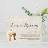 Love is Brewing Couples Bridal Shower Invitation Kaart (Staand voorkant)