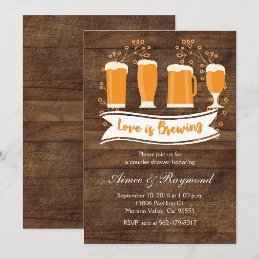 Love is Brewing Couples Shower Invitation Kaart (Voorkant / Achterkant)