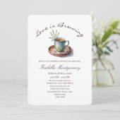 Love Is Brewing Cozy Breakfast Thee Bruiloftsfeest Kaart (Staand voorkant)