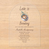 Love Is Brewing Cozy Espresso Bridal Shower Acryl Uitnodigingen (Voorkant)