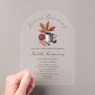 Love Is Brewing Cozy Rustic Coffee Bridal Shower Acryl Uitnodigingen