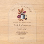 Love Is Brewing Cozy Rustic Coffee Bridal Shower Acryl Uitnodigingen (Voorkant)