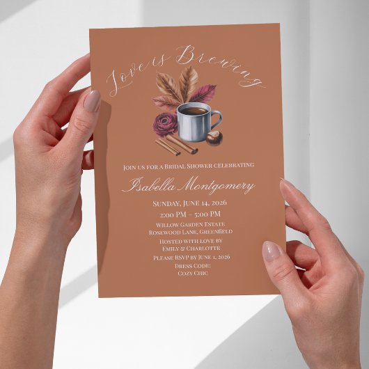 Love Is Brewing Cozy Rustic Coffee Bridal Shower Kaart