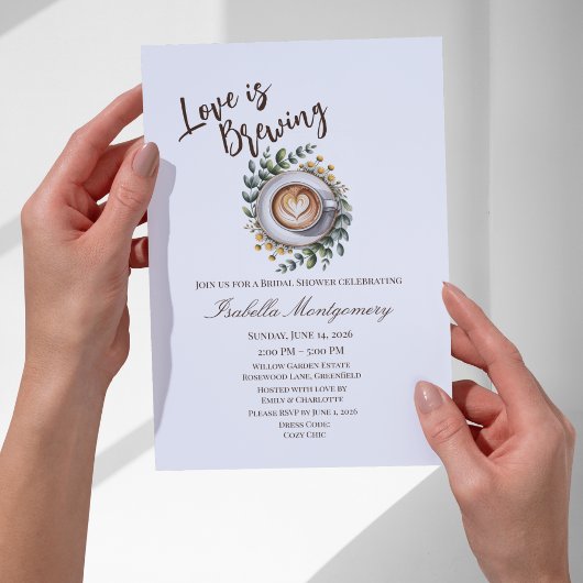 Love Is Brewing Espresso Bloemige Bruiloftsborrel Kaart