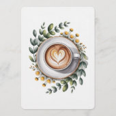 Love Is Brewing Espresso Bloemige Bruiloftsborrel Kaart (Achterkant)