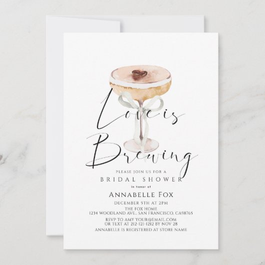 Love is Brewing Espresso Martini Bridal Shower Kaart (Voorkant)