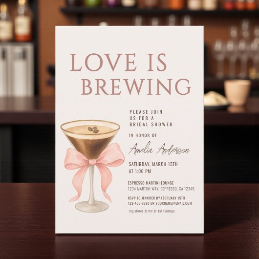 Love is Brewing Espresso Martini Bridal Shower Kaart