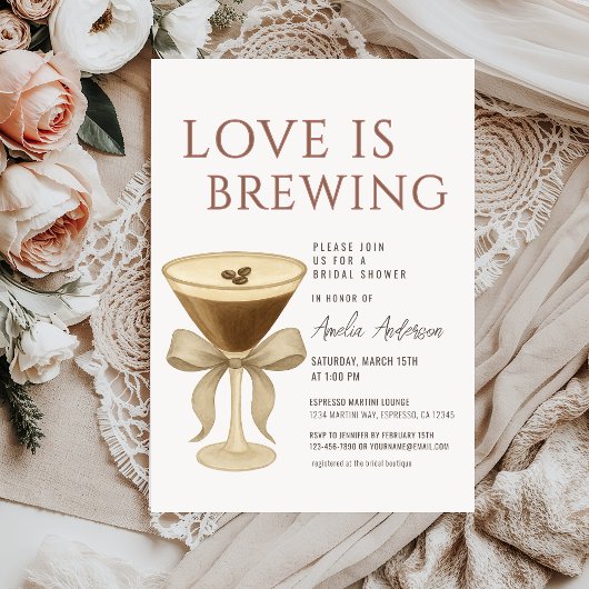Love is Brewing  Espresso Martini Bridal Shower Kaart