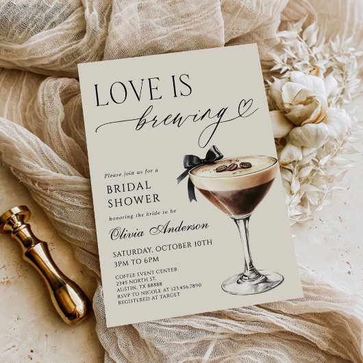 Love is Brewing Espresso Martini Bridal Shower Kaart