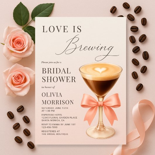 Love is Brewing Espresso Martini Bridal Shower Kaart