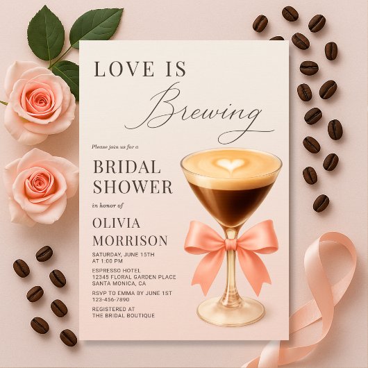 Love is Brewing Espresso Martini Bridal Shower Kaart