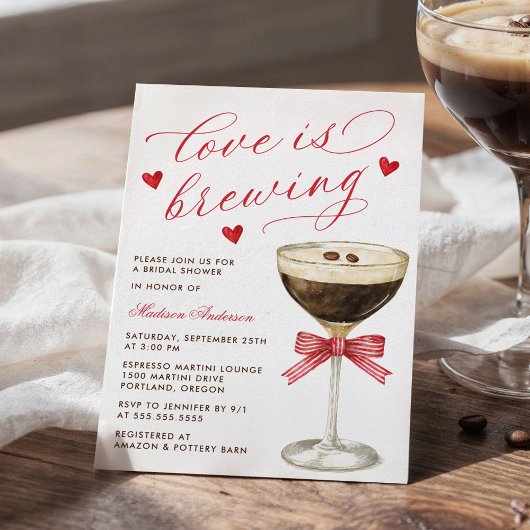 Love Is Brewing Espresso Martini Bridal Shower Kaart