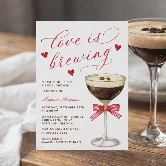 Love Is Brewing Espresso Martini Bridal Shower Kaart