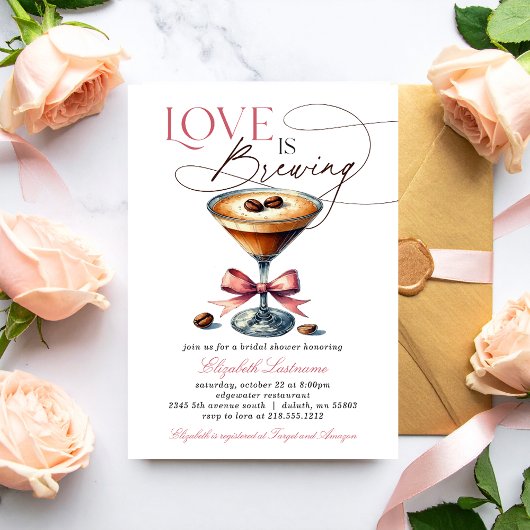 Love is Brewing Espresso Martini Bridal Shower Kaart