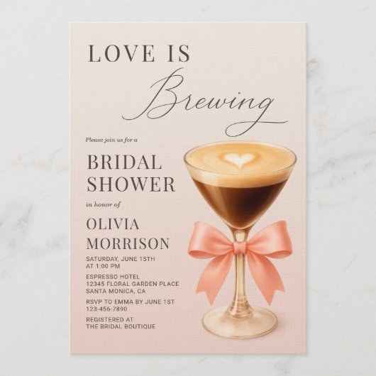 Love is Brewing Espresso Martini Bridal Shower Kaart (Voorkant)