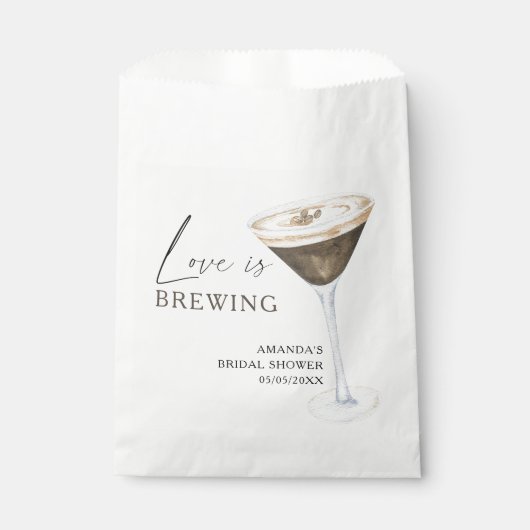 Love is Brewing Espresso Martini Bruiloftsfeest Bedankzakje (Voorkant)