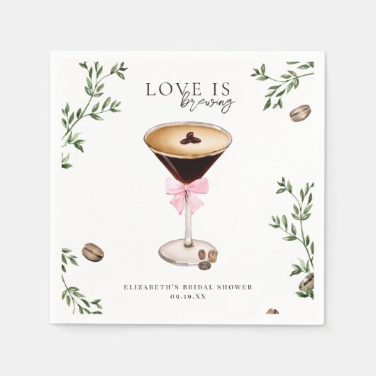 Love Is Brewing | Espresso Martini Vrijgezellenfee Servet (Voorkant)