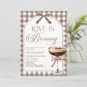 Love Is Brewing Expresso Martini Bow Bridal Shower Kaart (Staand voorkant)