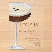 Love Is Brewing Expresso Martini Bridal Shower Acryl Uitnodigingen (Voorkant)