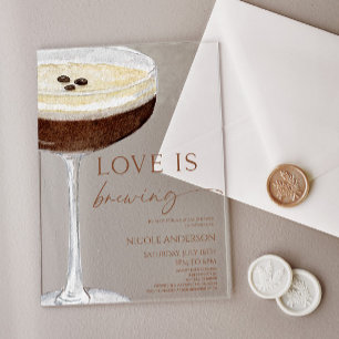 Love Is Brewing Expresso Martini Bruidsfeest Acryl Uitnodigingen