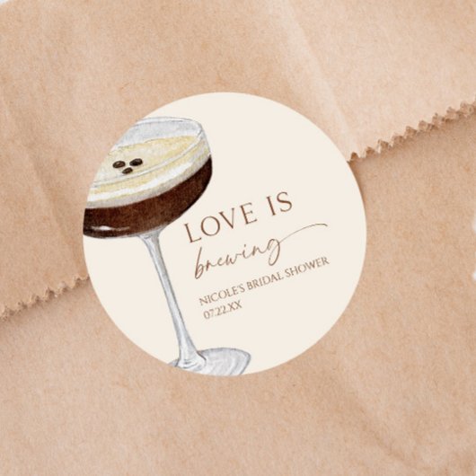 Love Is Brewing Expresso Martini Bruidsfeest Ronde Sticker