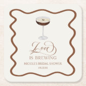 Love Is Brewing Expresso Martini Bruiloft Feest Kartonnen Onderzetters (Voorkant)