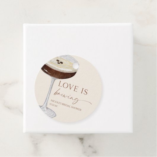 Love Is Brewing Expresso Martini Bruiloftsfeest Bedankjes Labels (In situ)