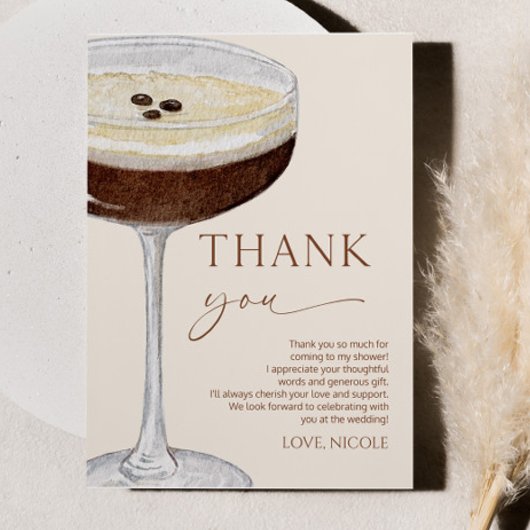 Love Is Brewing Expresso Martini Bruiloftsfeest Bedankkaart