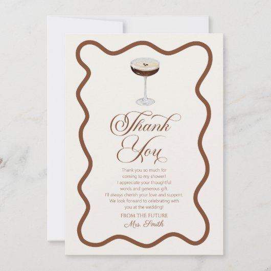 Love Is Brewing Expresso Martini Bruiloftsfeest Bedankkaart (Voorkant)